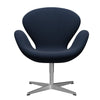 Fritz Hansen Swan休息室椅，缎面拉丝铝/钢弯海洋蓝色黑暗