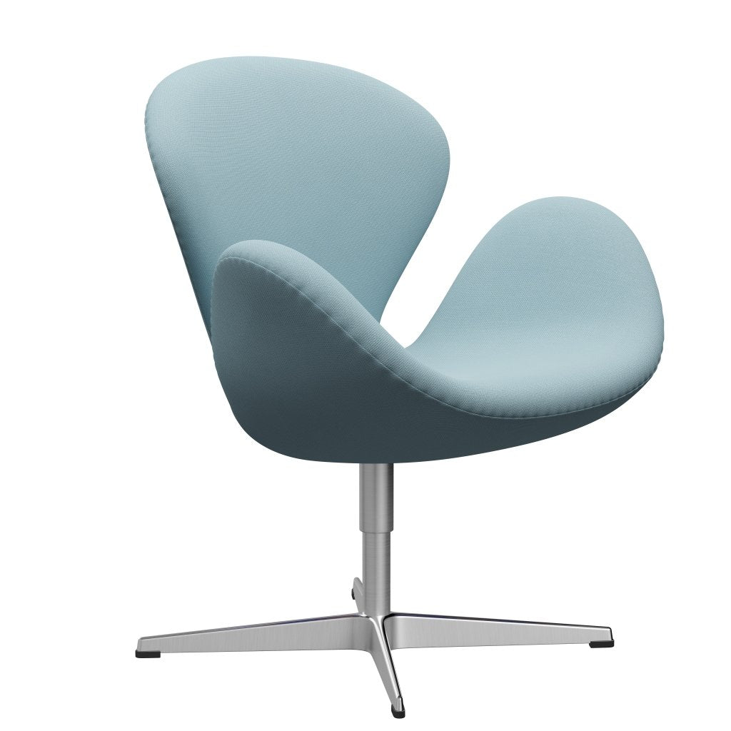 Fritz Hansen Chaise de salon de cygne, aluminium brossé en satin / bleu pastel en acier