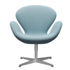 Fritz Hansen Chaise de salon de cygne, aluminium brossé en satin / bleu pastel en acier
