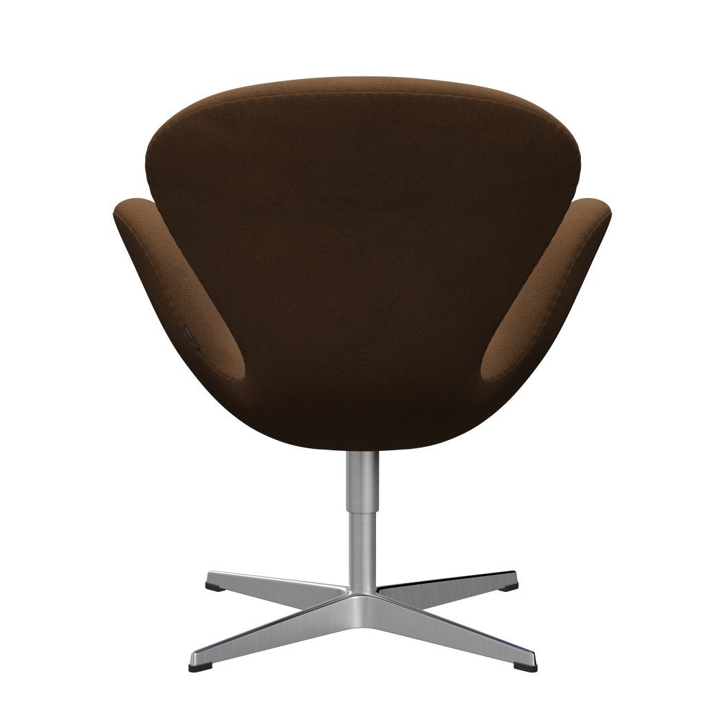 Fritz Hansen Swan Lounge -stoel, satijnen geborsteld aluminium/staalcut chocoladelicht
