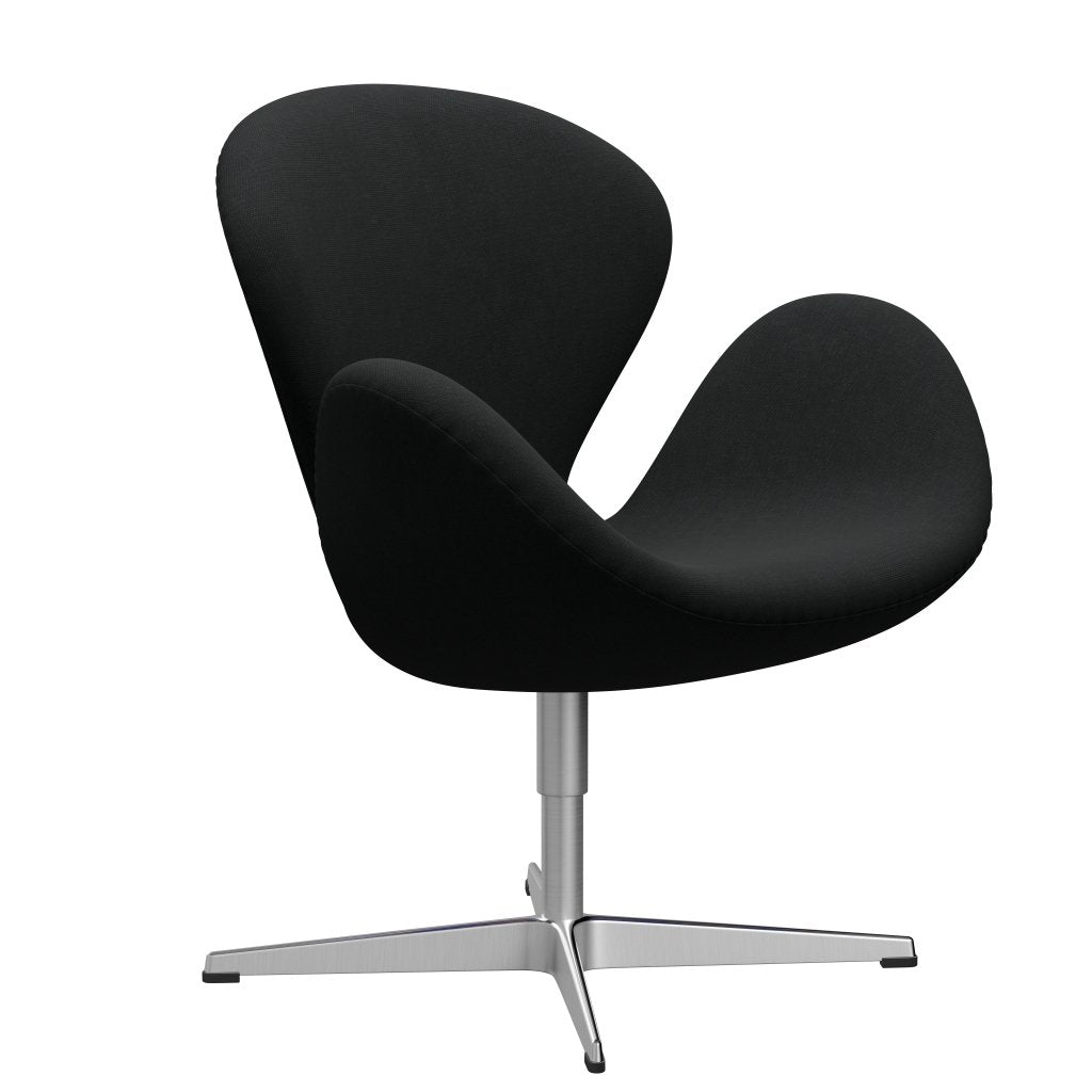 Fritz Hansen Swan休息室椅，缎面拉丝铝/钢盘黑色