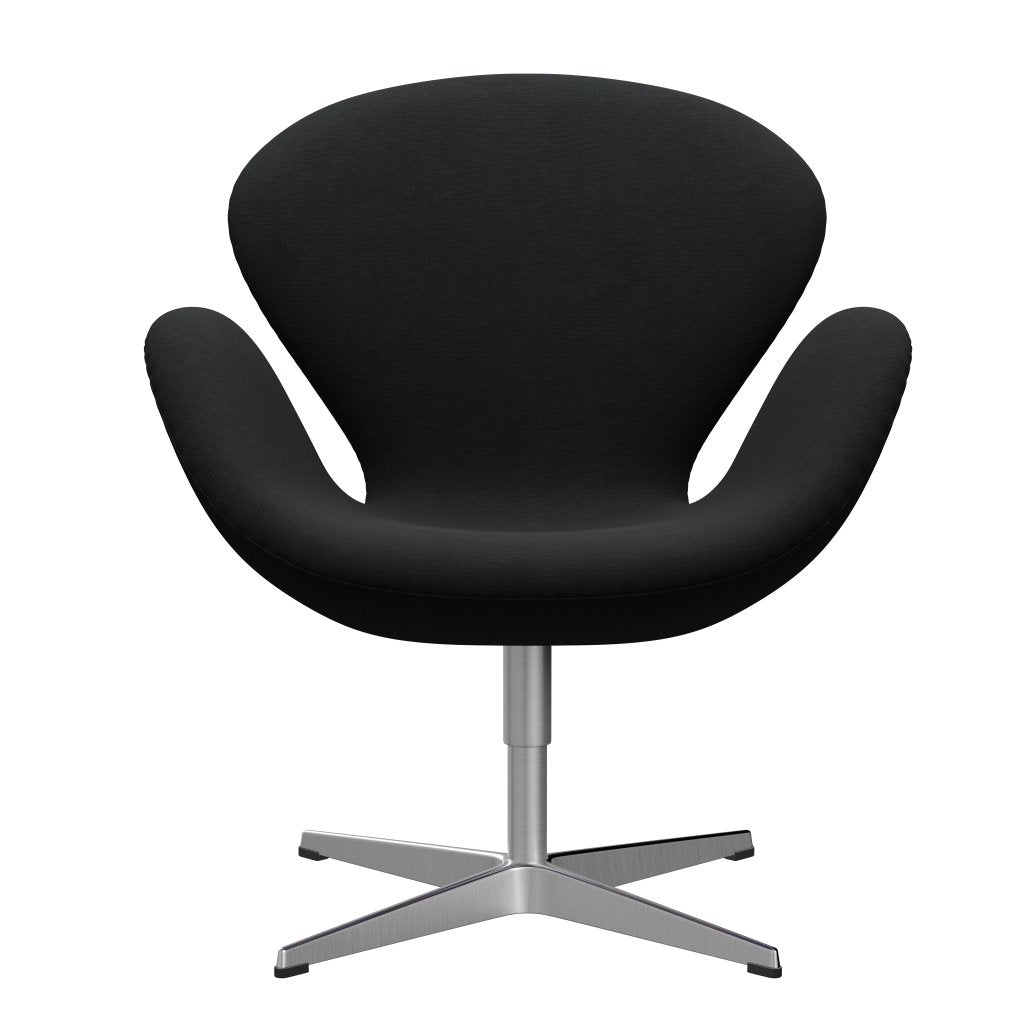 Fritz Hansen Swan Lounge -stoel, satijnen geborsteld aluminium/staalcut zwart