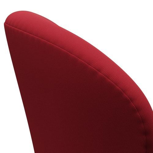 Fritz Hansen Chaise salon de cygne, aluminium brossé en satin / acier standard / rouge foncé clair