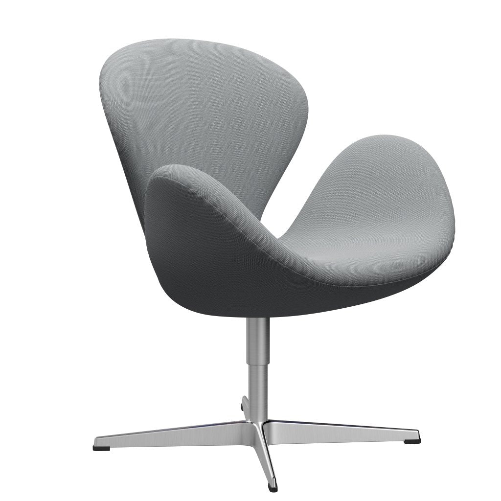 Fritz Hansen Swan Lounge -stoel, satijnborstig aluminium/staalcut trio beige
