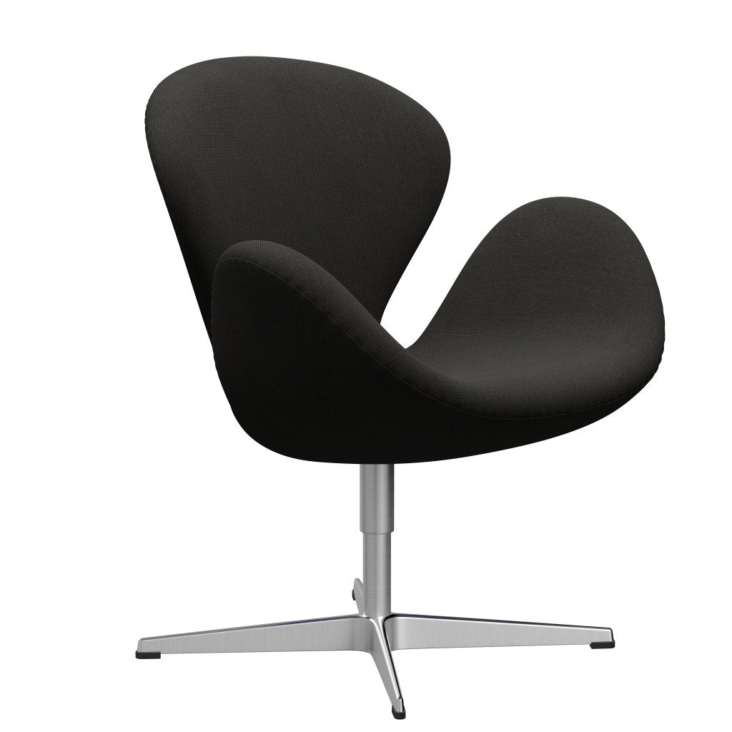 Fritz Hansen Swan Lounge -stoel, satijnborstig aluminium/staalcut trio donkerbruin