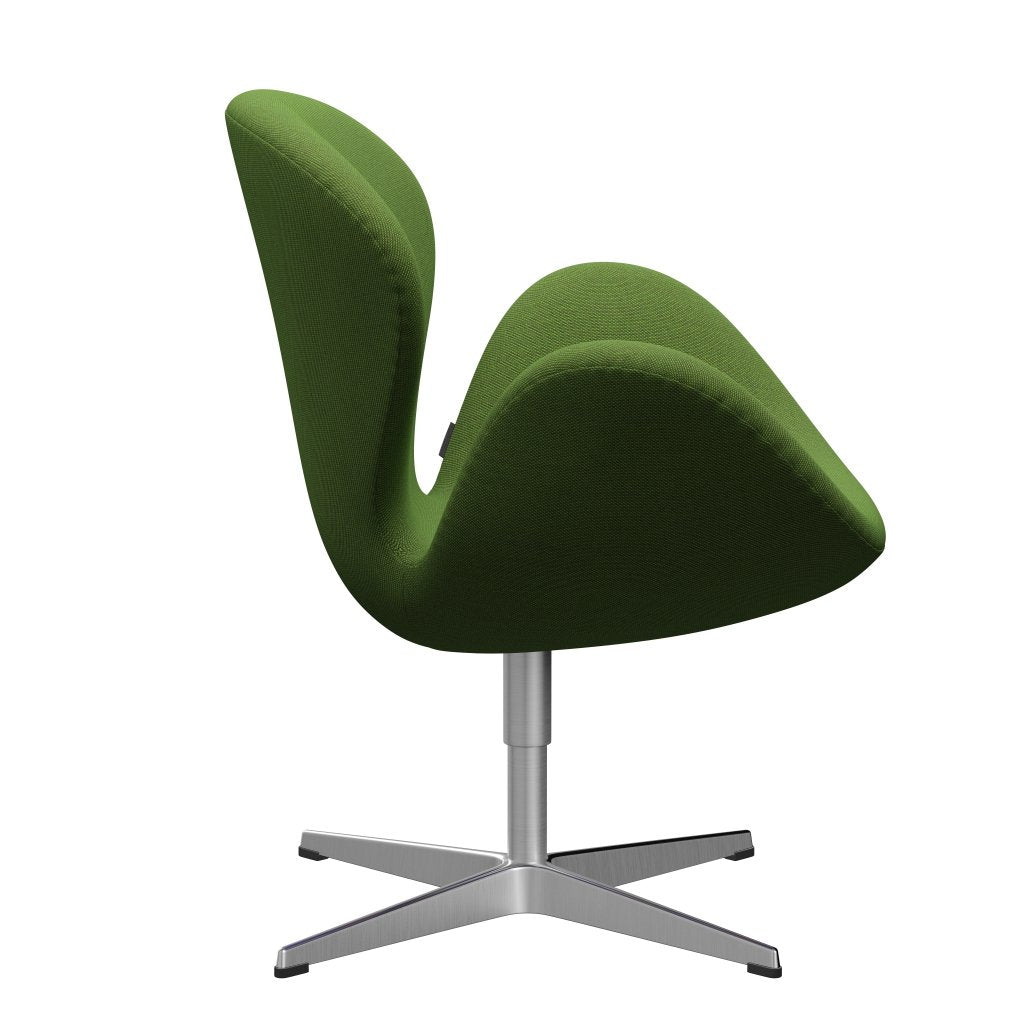 Fritz Hansen Swan Lounge -stoel, satijnen geborsteld aluminium/staalcut trio gras groen