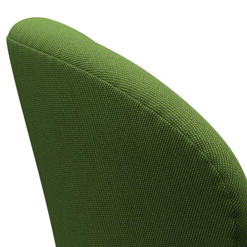 Fritz Hansen Swan休息室椅，缎面铝制铝/钢丝三重草绿色
