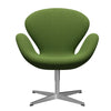 Fritz Hansen Swan Lounge Chair, Satin Brushed Aluminium/Steelcut Trio Grass Green