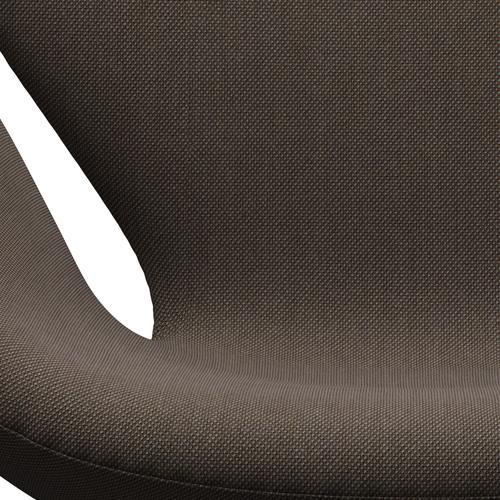 Fritz Hansen Swan休息室椅，缎面拉丝铝/钢丝三重点/棕色