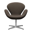 Fritz Hansen Swan Lounge -stoel, satijnen geborsteld aluminium/staalcut trio grijs/bruin