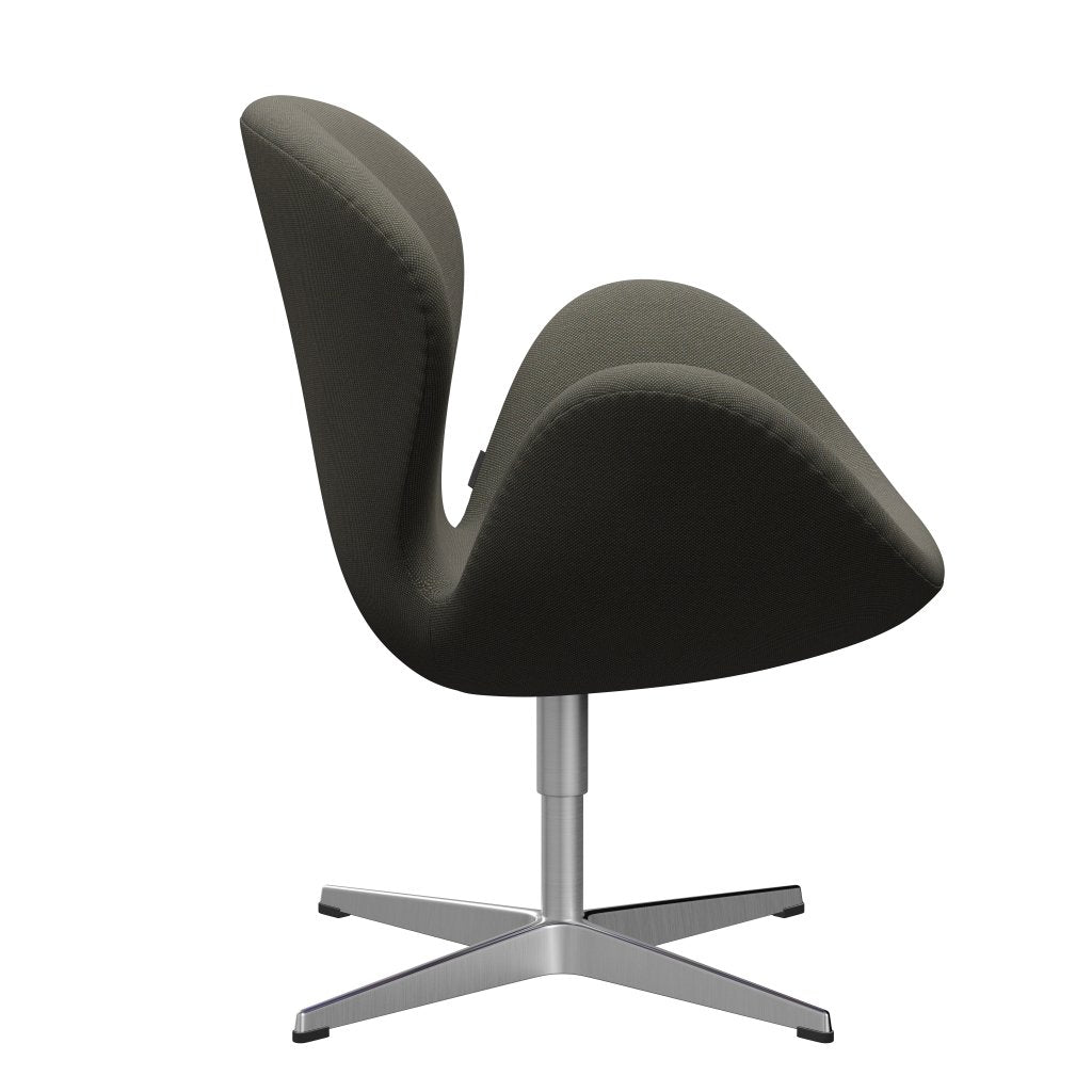 Fritz Hansen Swan Lounge -stoel, satijnen geborsteld aluminium/staalcut trio grijs/groen