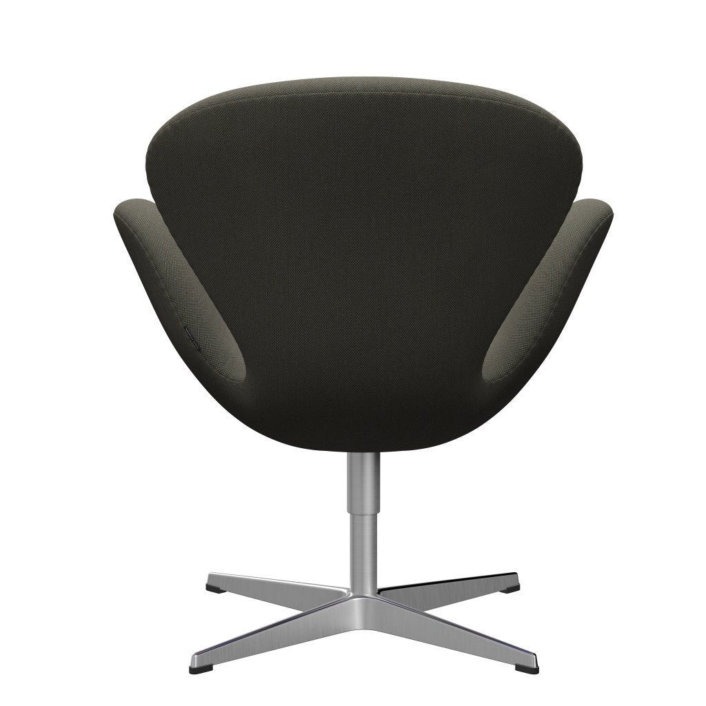 Fritz Hansen Swan Lounge -stoel, satijnen geborsteld aluminium/staalcut trio grijs/groen