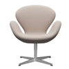 Fritz Hansen Swan Lounge椅子，缎面拉丝铝/钢丝三重奏米色