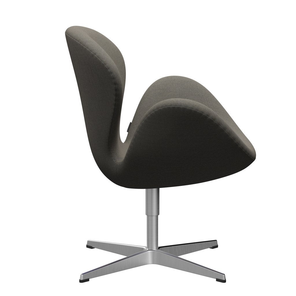 Fritz Hansen Swan Lounge stoel, satijnborstig aluminium/staalcut trio lichtbruin