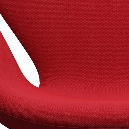 Fritz Hansen Chaise de salon de cygne, aluminium brossé en satin / trio Steelcut rouge