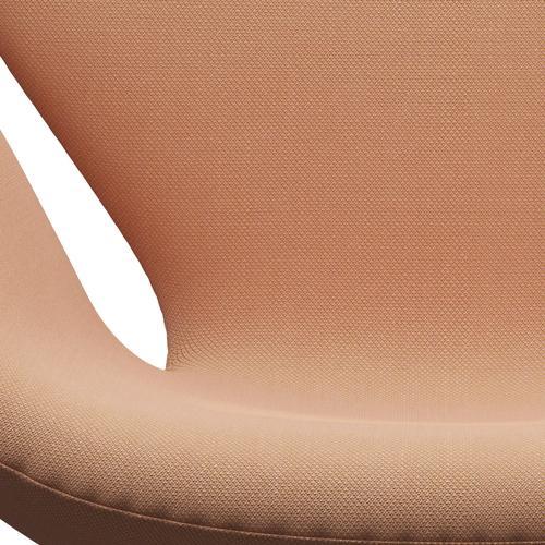 Fritz Hansen Swan Lounge椅子，缎面拉丝铝/钢盘三重奏裸色