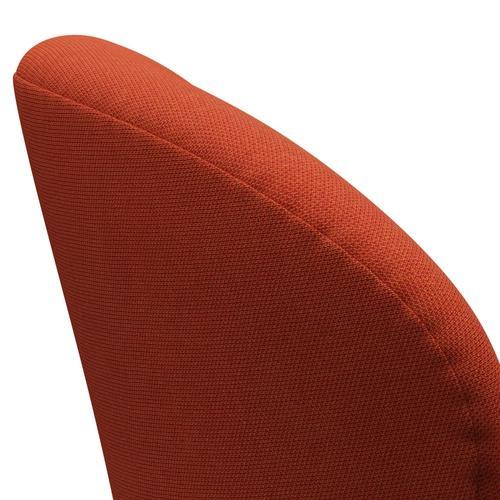Fritz Hansen Swan休息室椅，缎面拉丝铝/钢盘三重奏橙色