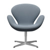 Fritz Hansen Swan Lounge -stoel, Satin Borde Aluminium/SteelCut Trio Pastel Blue