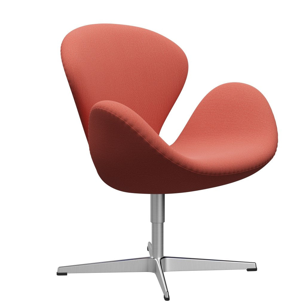 Fritz Hansen Swan Lounge -stoel, satijnborstig aluminium/staalcut trio roze/oranje