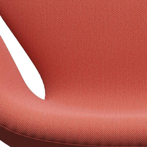 Fritz Hansen Swan休息室椅，缎面拉丝铝/钢丝三重奏粉红色/橙色