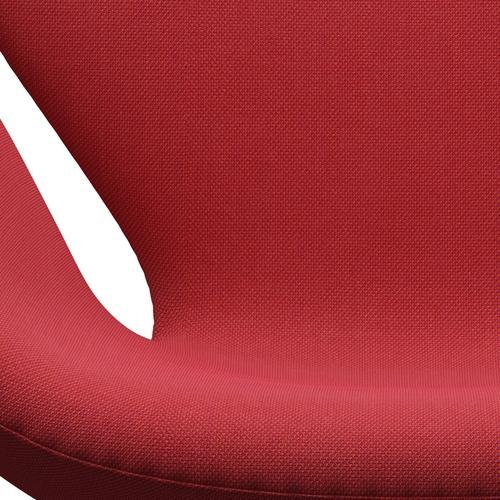Sedia fritz Hansen Swan Lounge, trio in alluminio spazzolato in raso rosso