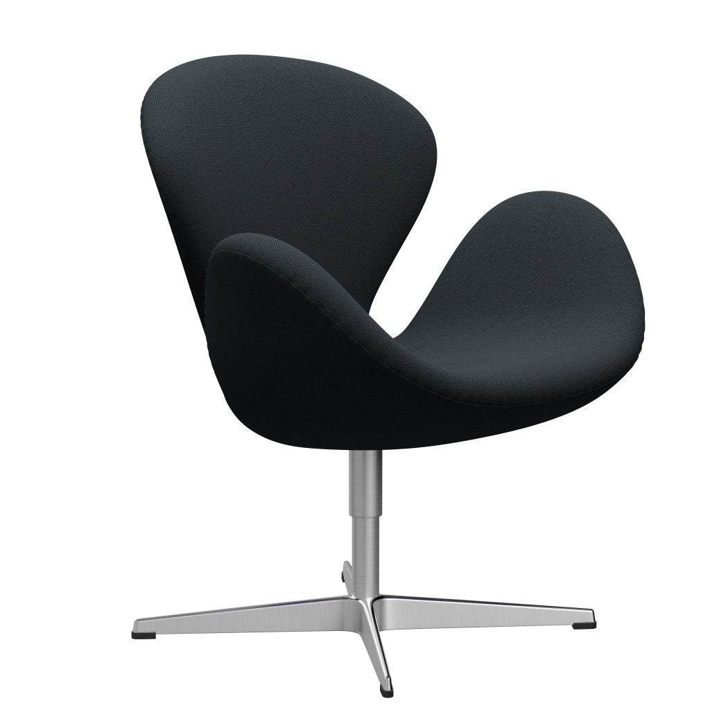 Fritz Hansen Swan Lounge -stoel, satijnborstig aluminium/staalcut trio zwart