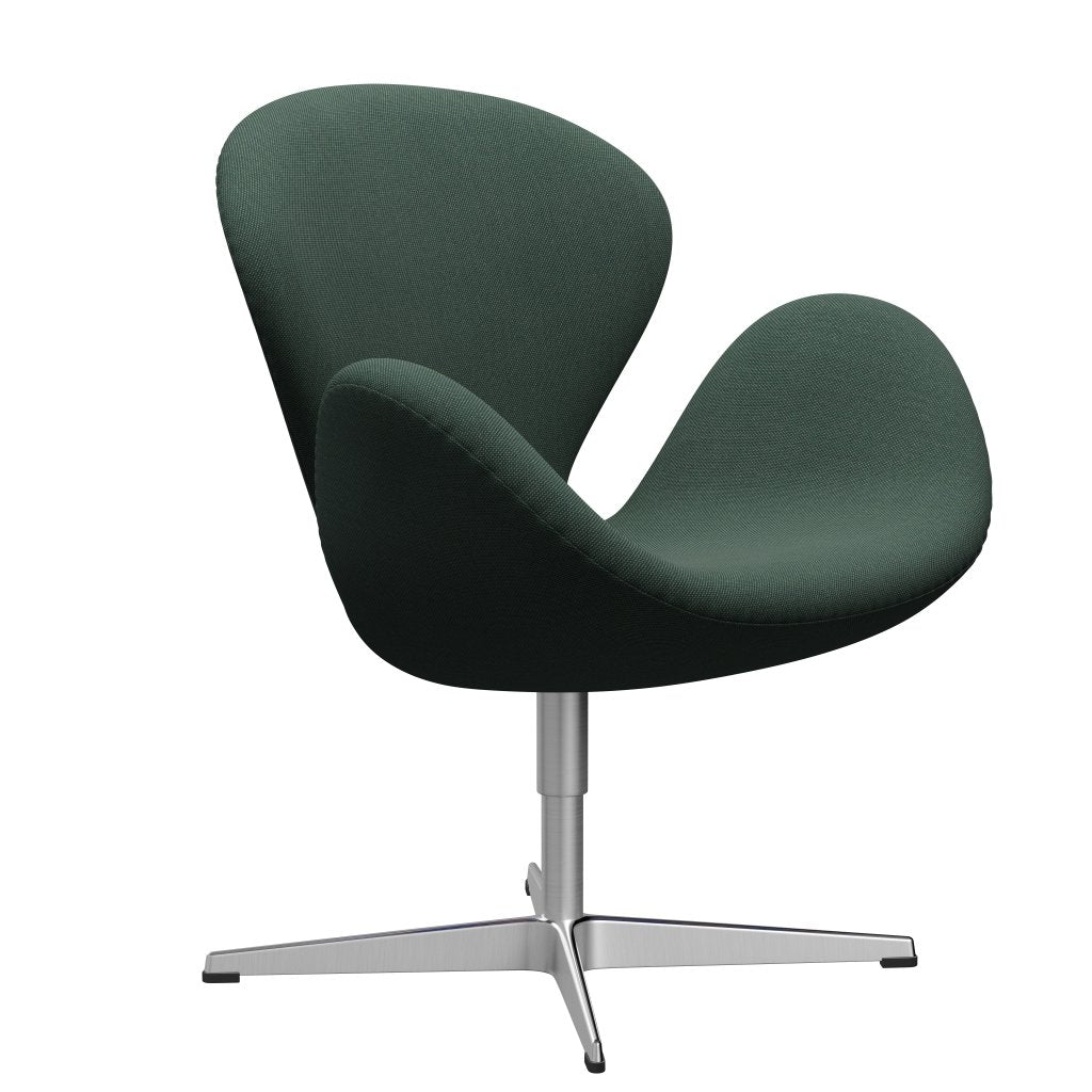 Fritz Hansen Swan Lounge -stoel, satijnen geborsteld aluminium/staalcut trio stoffig groen
