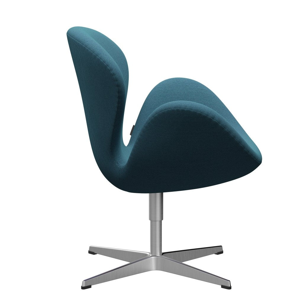 Fritz Hansen Swan Lounge -stoel, satijnborstig aluminium/staalcut trio turquoise
