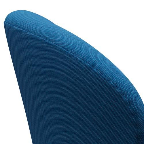 Fritz Hansen Swan Lounge -stoel, satijnborstig aluminium/staalcut trio turquoise/blauw