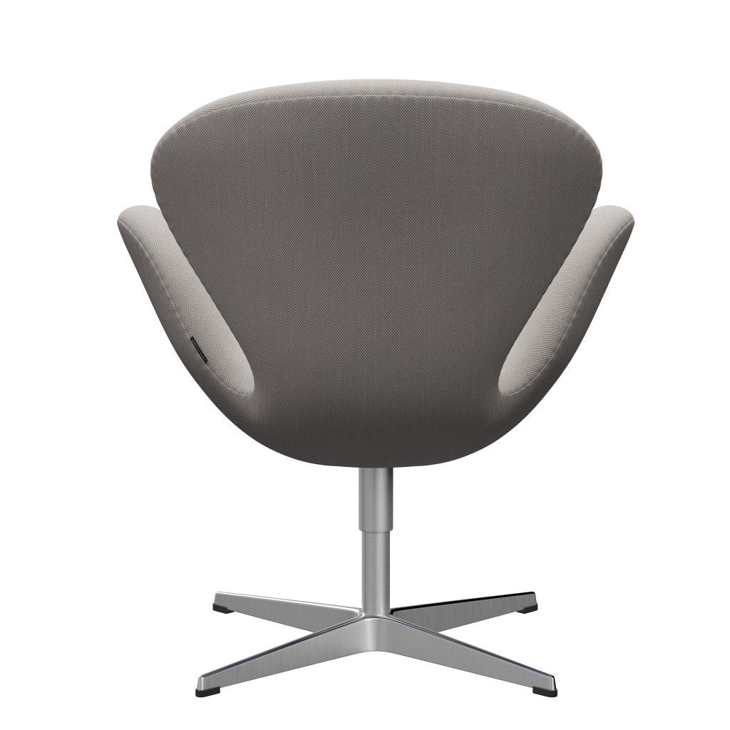 Sedia fritz Hansen Swan Lounge, trio di grigio in alluminio/taglio in acciaio di raso bianco e grigio