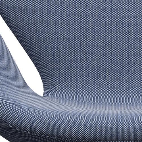 Fritz Hansen Swan Lounge -stoel, satijnborstig aluminium/staalcut trio wit/blauw