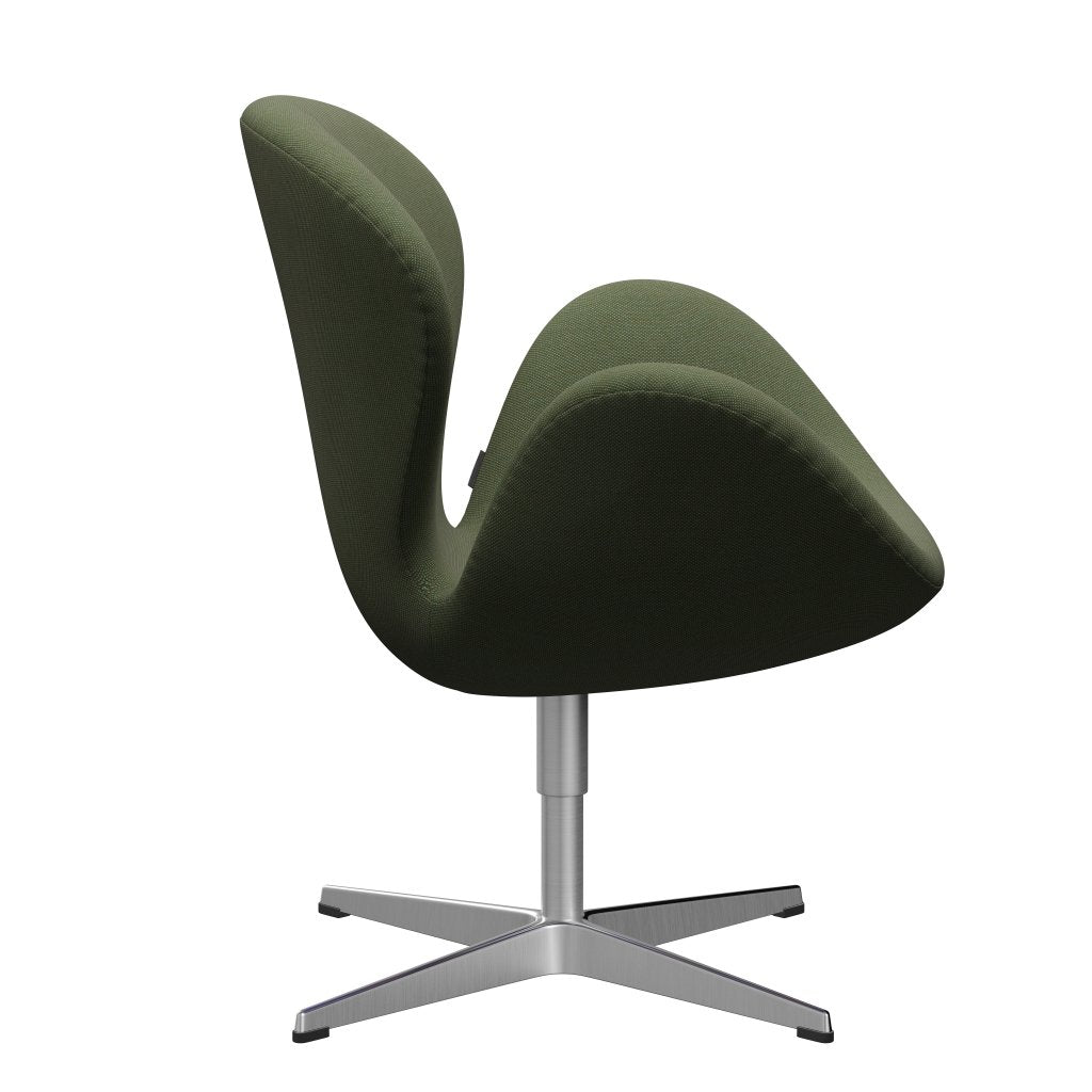 Fritz Hansen Swan Lounge -stoel, satijnborstig aluminium/staalcut trio delicaat groen