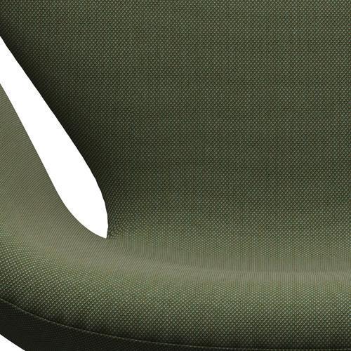 Fritz Hansen Chaise salon de cygne, aluminium brossé en satin / trio Steelcut vert délicat