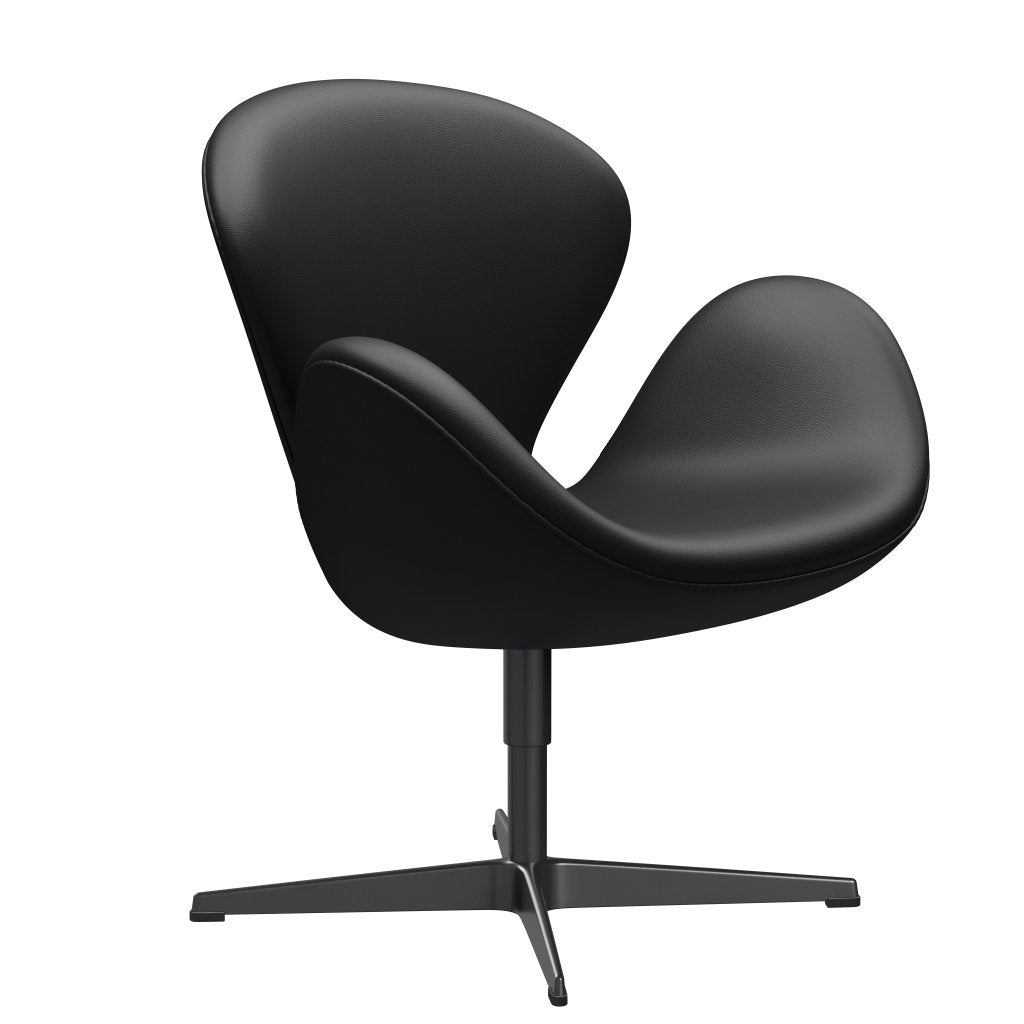 Fritz Hansen Swan Lounge Chair, Black Lacquered/Aura Black