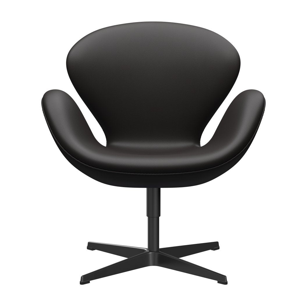 Fritz Hansen Swan Lounge -stol, svart lackerad/aura svartbrun
