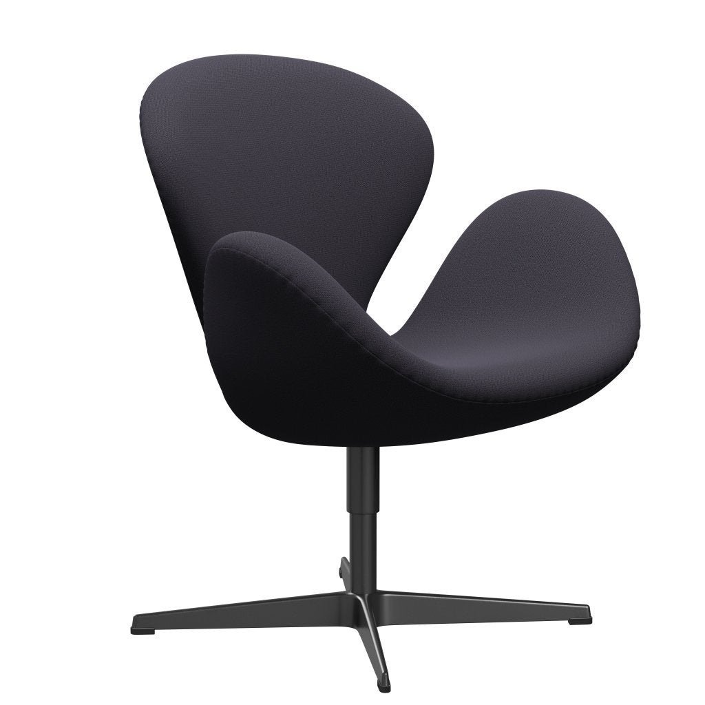 Fritz Hansen Swan Lounge Chair, Black Lackered/Capture Blue Charcoal