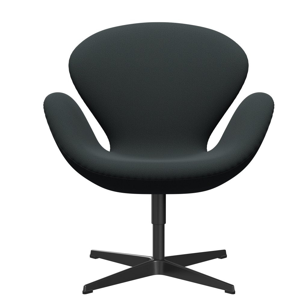 Fritz Hansen Swan休息室椅子，黑色漆/捕获深绿色