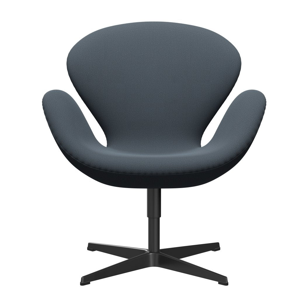 Fritz Hansen Swan Lounge -stol, svart lackerad/fångst bensinblå