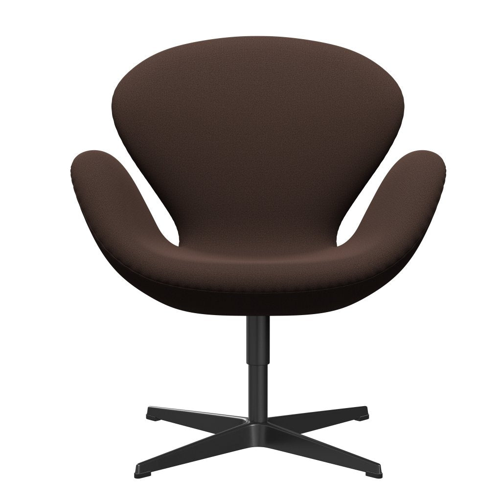 Fritz Hansen Swan Lounge Chair, Black Lackered/Capture Chocolate Brown