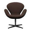 Fritz Hansen Swan休息室椅子，黑色漆/捕获巧克力棕色
