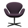 Fritz Hansen Joutsen lounge -tuoli, musta lakattu/sieppaus violetti tumma