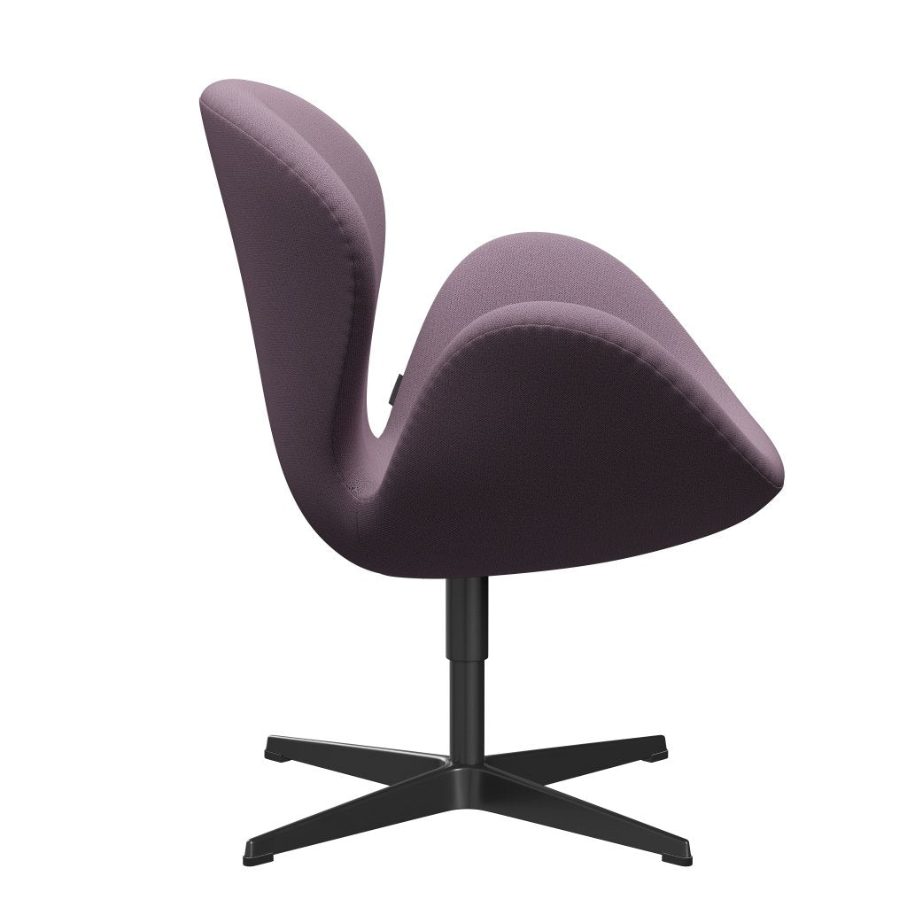 Fritz Hansen Swan Lounge Chair, Black Lackered/Capture Violet/Brown