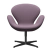 Fritz Hansen Joutsen lounge -tuoli, musta lakattu/sieppaus violetti/ruskea