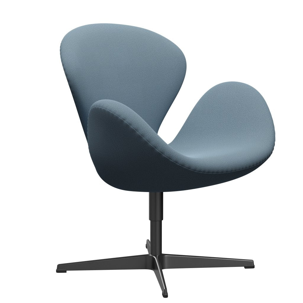 Fritz Hansen Swan Lounge Stuhl, schwarzer lackiert/fangen weichblau