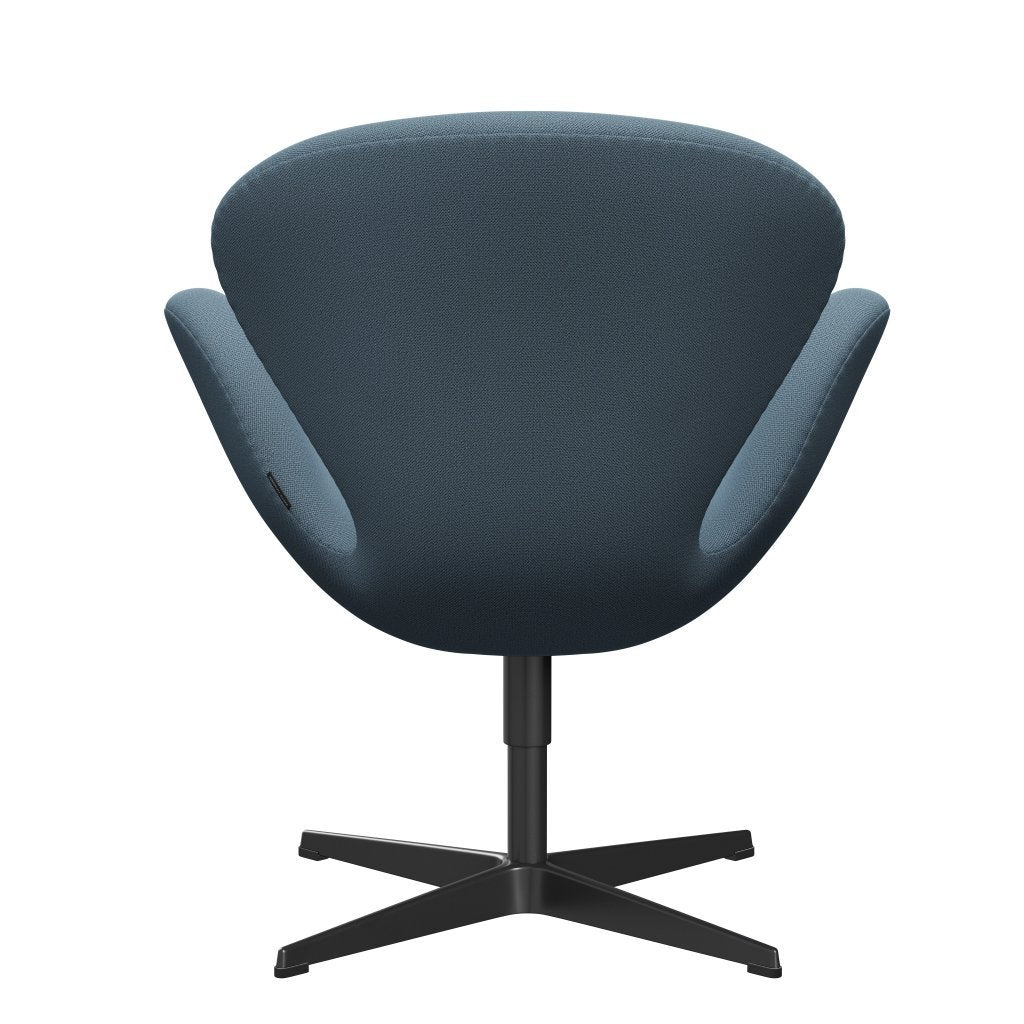 Fritz Hansen Swan休息室椅子，黑色漆/捕获软蓝色