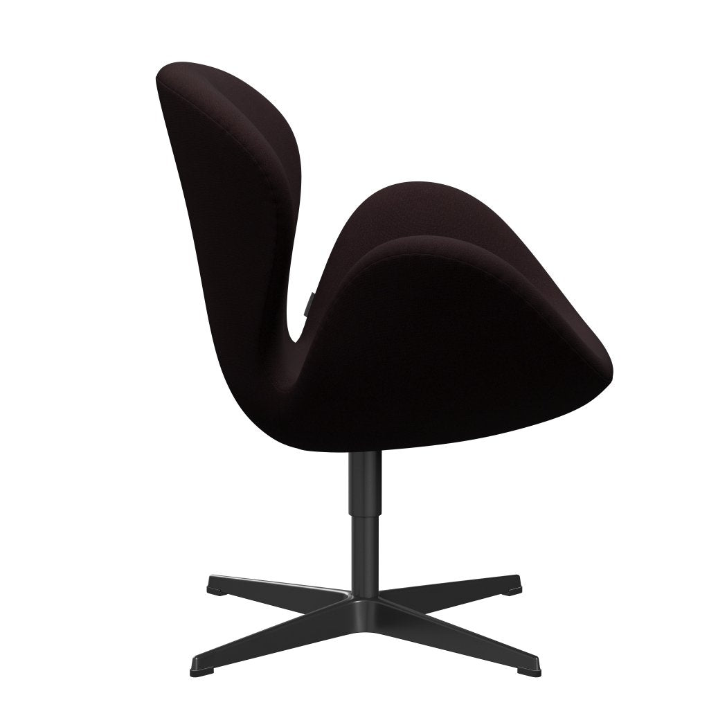 Fritz Hansen Swan Lounge Chair, Black Lacked/Christianshavn Dark Red Uni