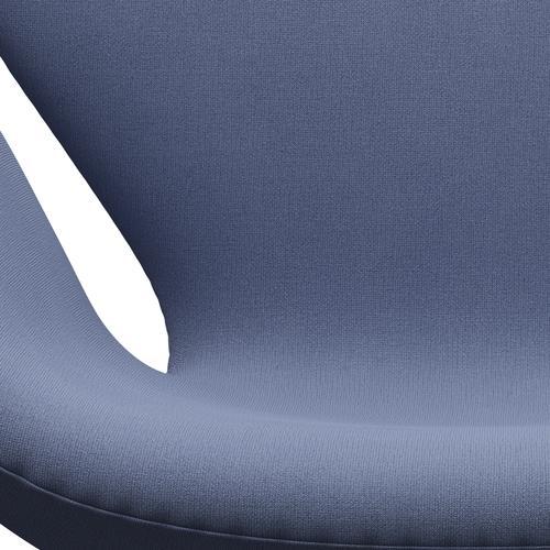 Fritz Hansen Chaise de salon de cygne, noir laqué / christianshavn bleu clair uni