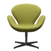 Fritz Hansen Swan Lounge Stuhl, schwarzer lackierter/komfortabler beige/grün