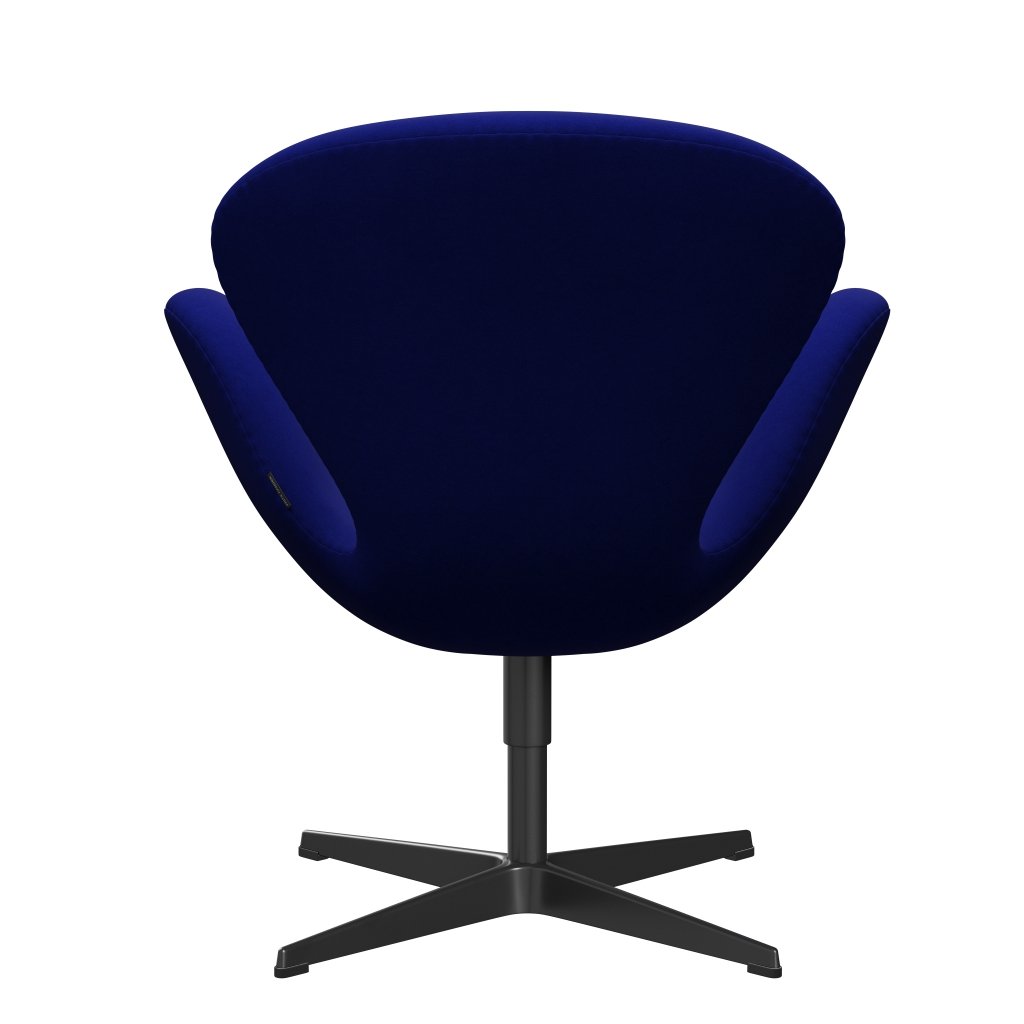 Fritz Hansen Chaise salon de cygne, noir laqué / confort bleu (66008)