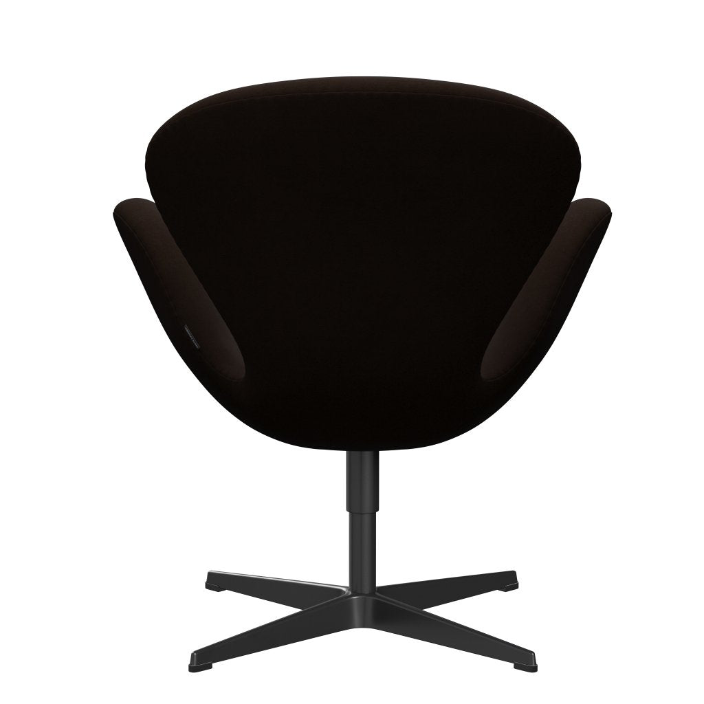 Fritz Hansen Swan休息室椅子，黑色漆/舒适棕色（01566）